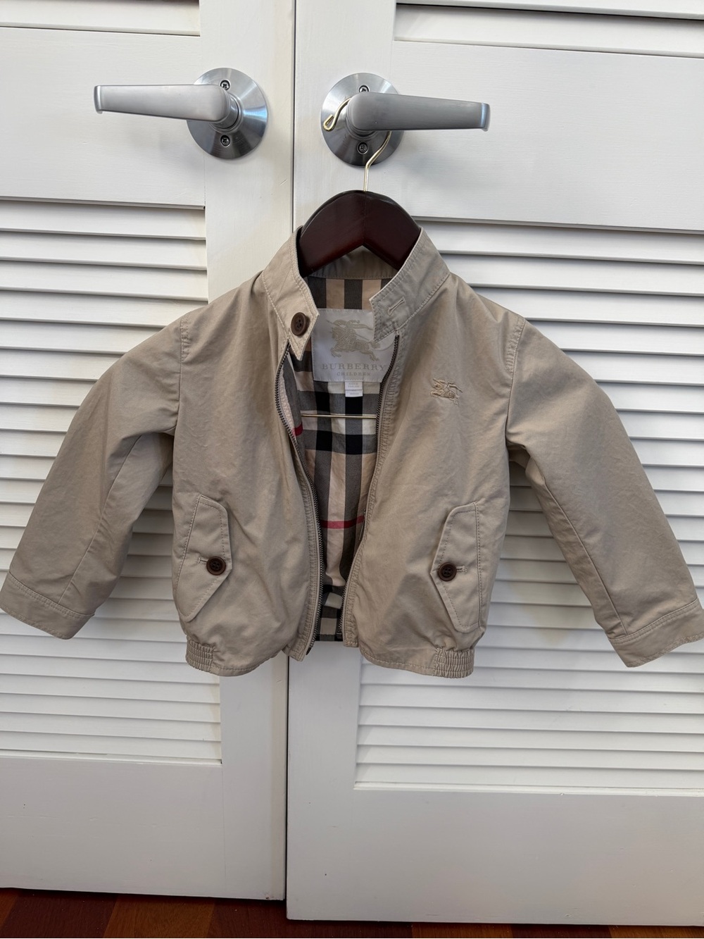 Burberry Kids Beige Cotton Jacket with Check Lining